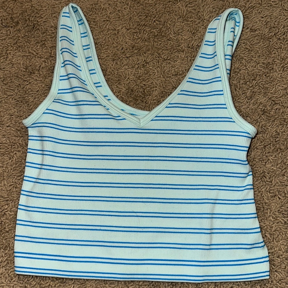 No Boundaries blue striped tank top